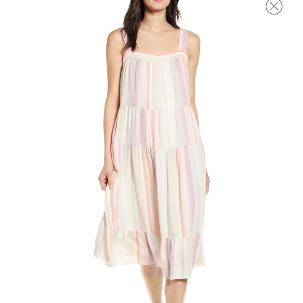NWT Neutral Rainbow Pink Striped Midi Dress